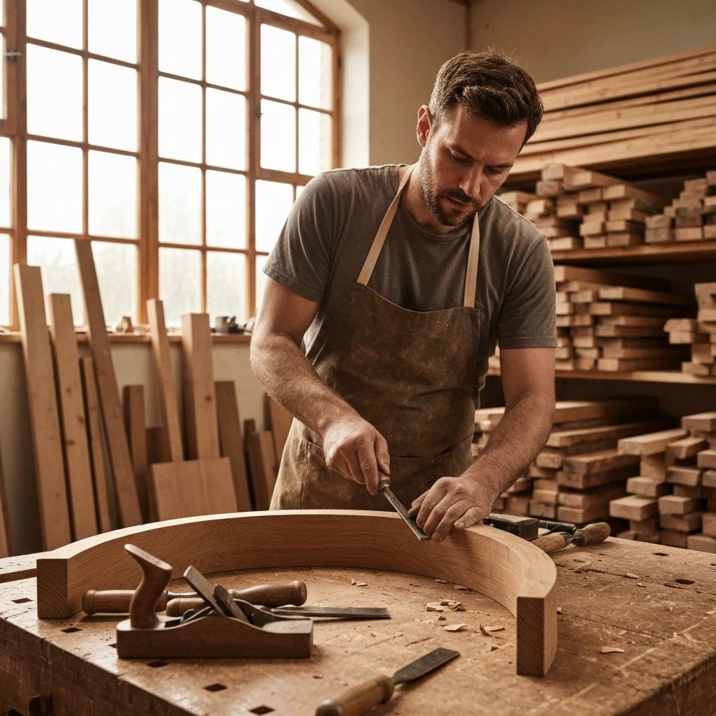 Artisan crafting custom wooden furniture